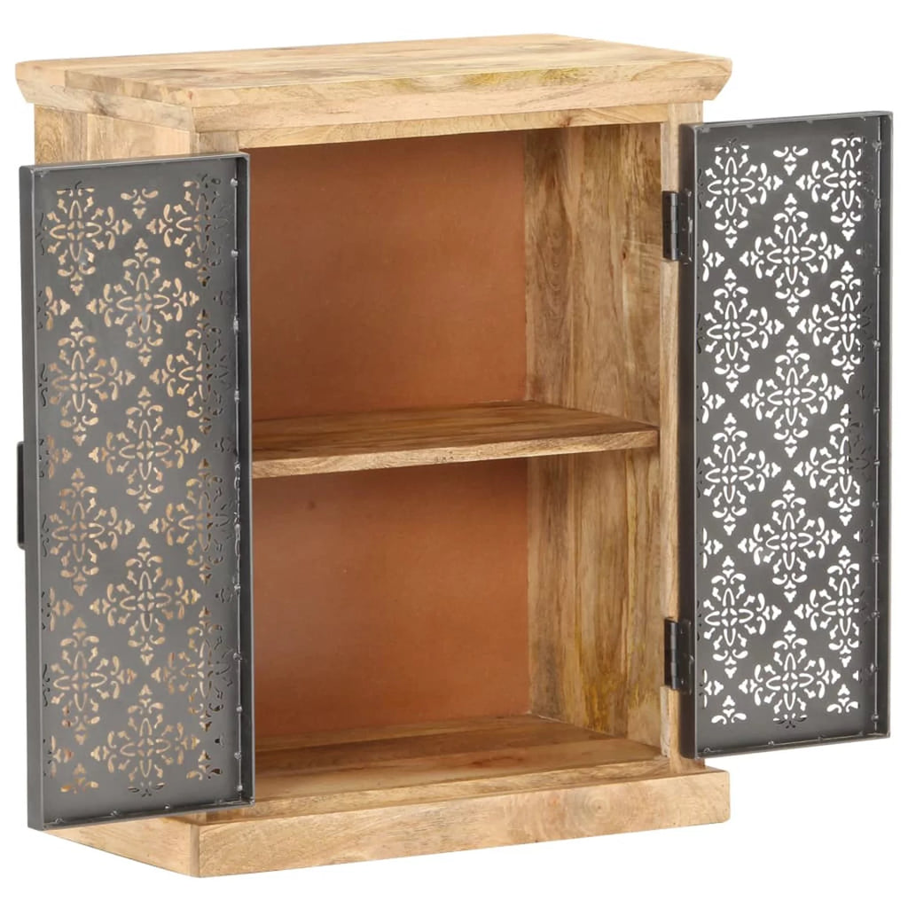 Solid Mango Wood Sideboard with Steel Doors K8841