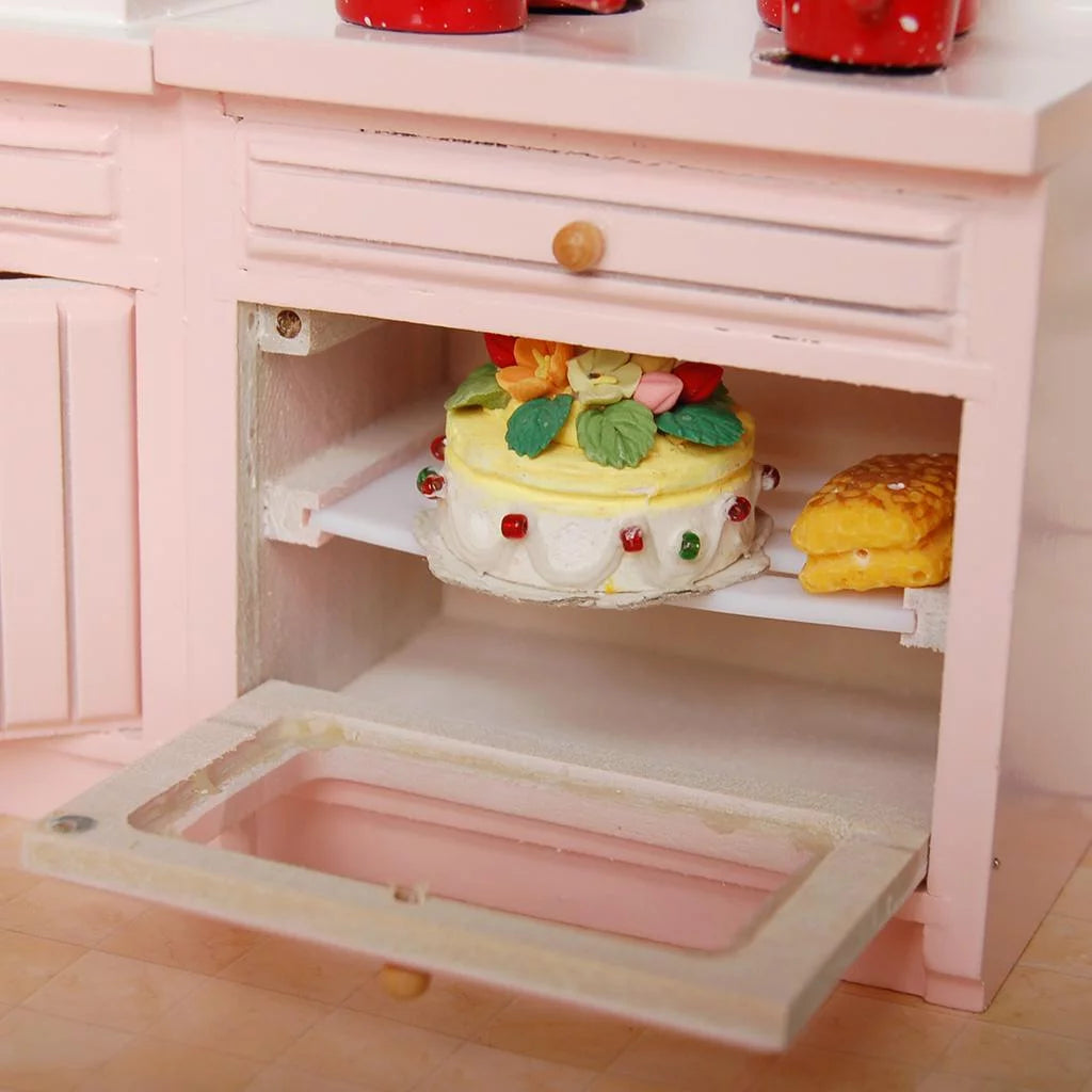 1/12 Dollhouse Miniature Birch Wood Cabinet Furniture Set Y155262