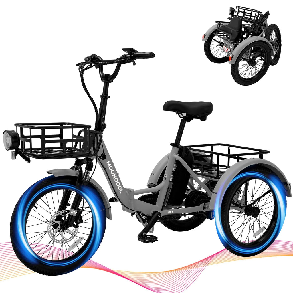 Folding Electric Tricycle 750W Motor 48V 20 Fat Tire 3 Wheel Electric Bicycle A600117