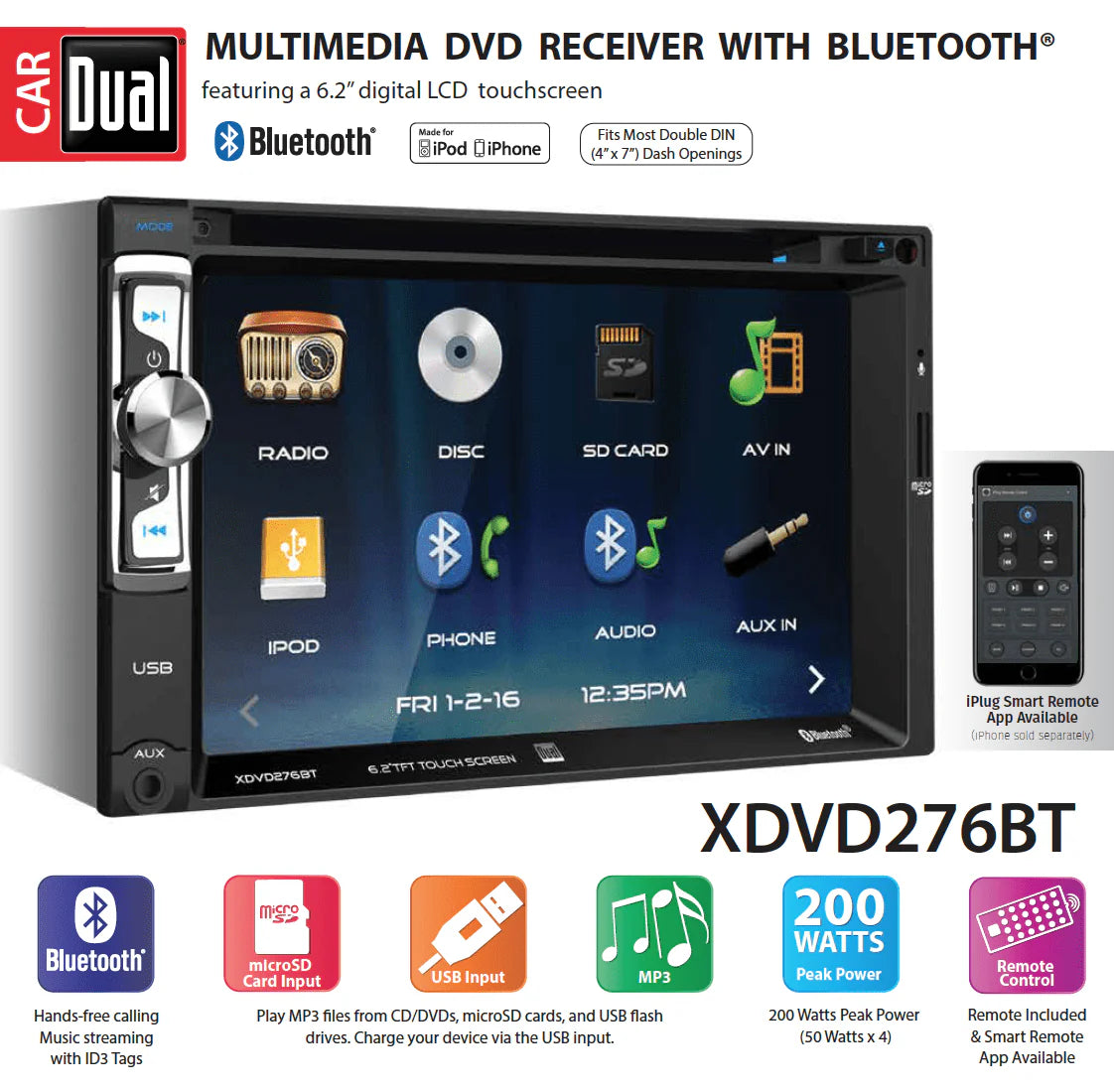6.2 inch Double Din Car Stereo U95459