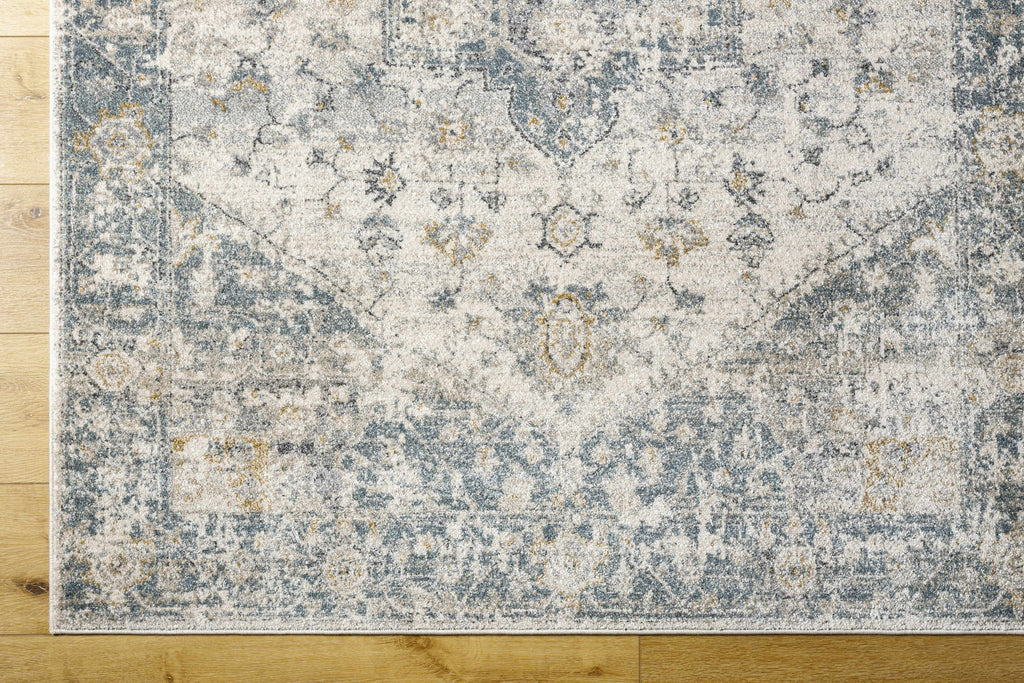 Cream Peach Medium Gray Area Rug 5'3" x 7' Y167303