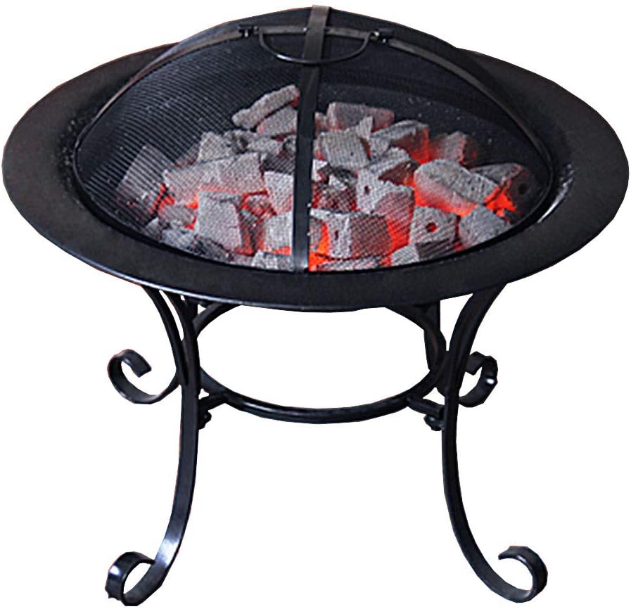 Outdoor Wood Burning Steel Fire Pit with Spark Screen Z136