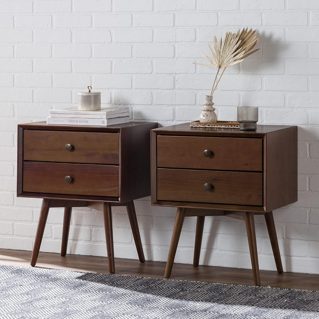 Wood 2 Drawer Nightstand Side Table Z31447