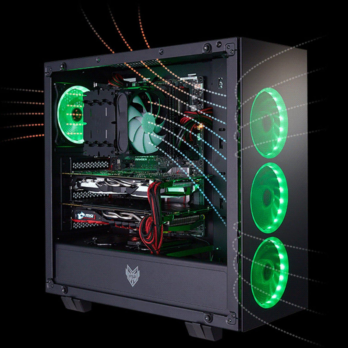 ATX Mid Tower PC Gaming Case with Tempered Glass Panels N707