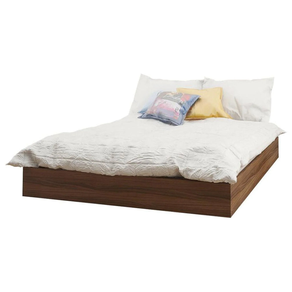 4 Piece Full Size White and Walnut Bedroom Set N702