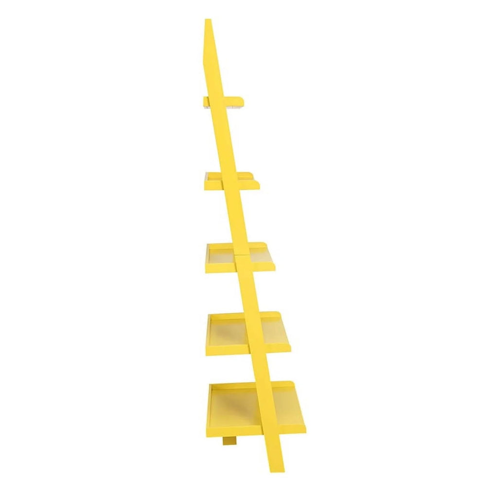 Bright Yellow Wood Five Tier Bookshelf Ladder N78803
