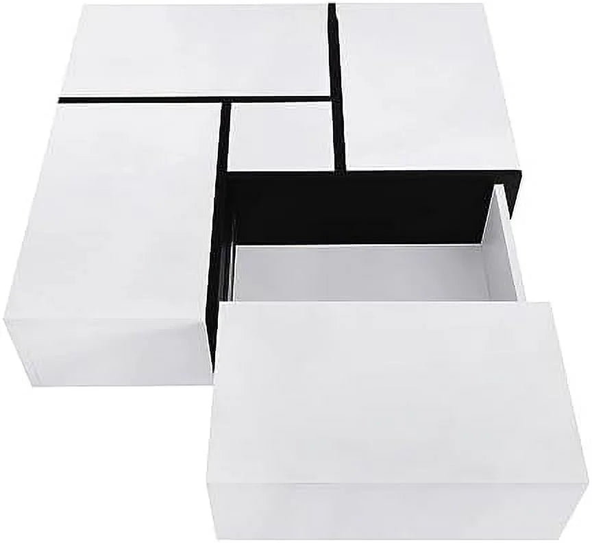 Brown Square Coffee Table with 4 Hidden Compartments W16737
