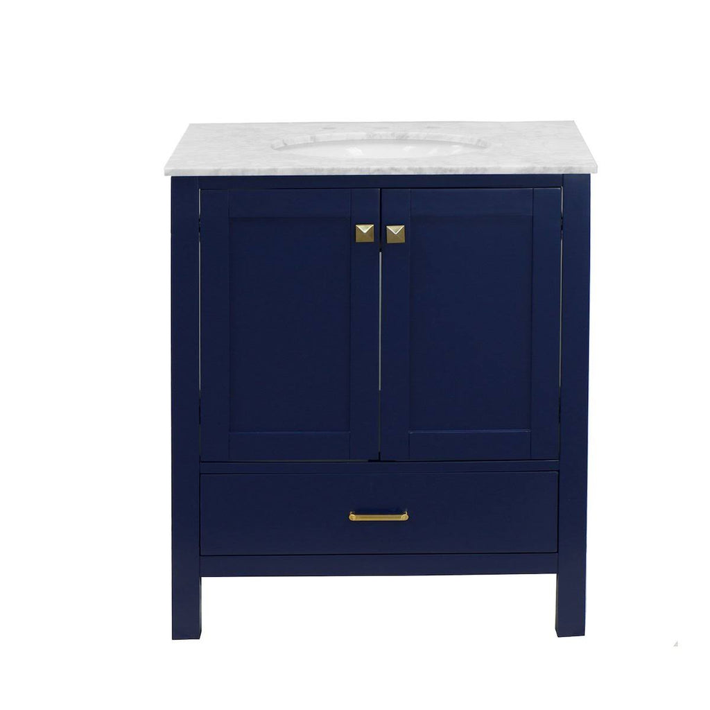 Royal Blue 30-Inch Bathroom Vanity with Marble Top A408737