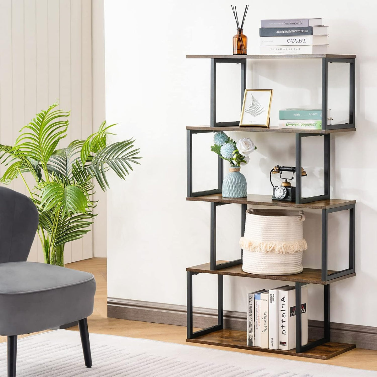 4-Tier S-Shaped Bookshelf E50124