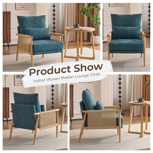 Green Chenille Accent Chair with Lumbar Pillow E598