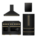 48 Gas Range, Range Hood, Refrigerator, Dishwasher in Black Stainless Steel M113857