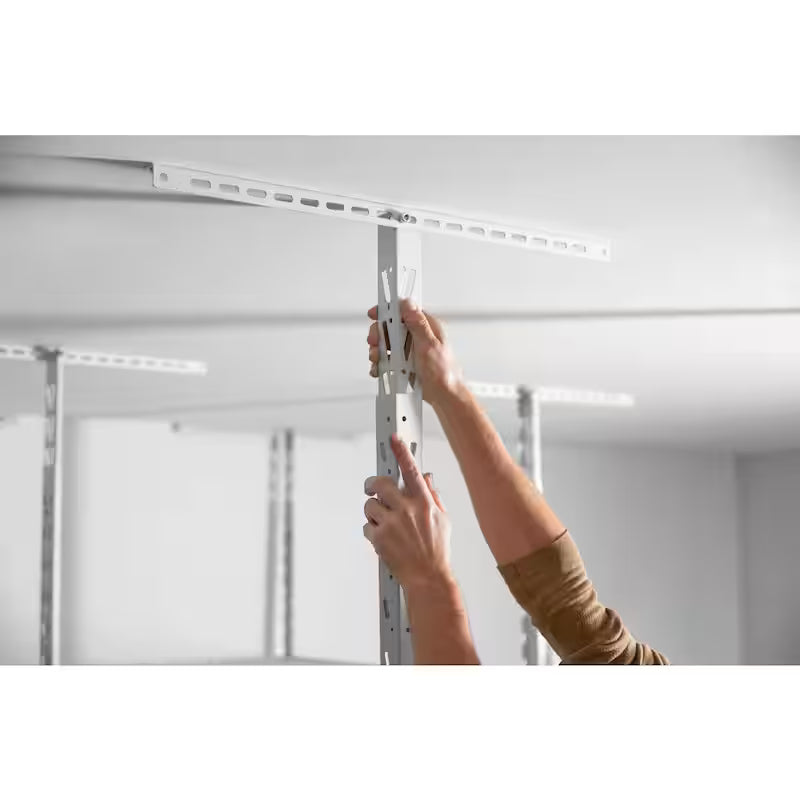Hammered White Adjustable Height Metal Overhead Storage Rack G392