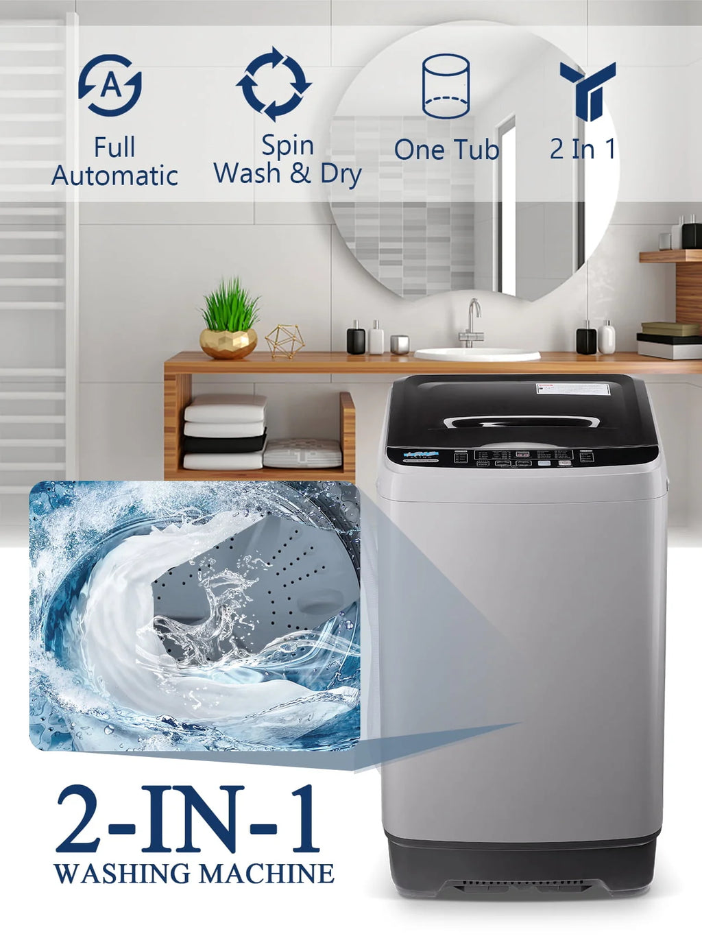 17.7 Lbs Full-Automatic Portable Washing Machine with Drain Pump Y629890