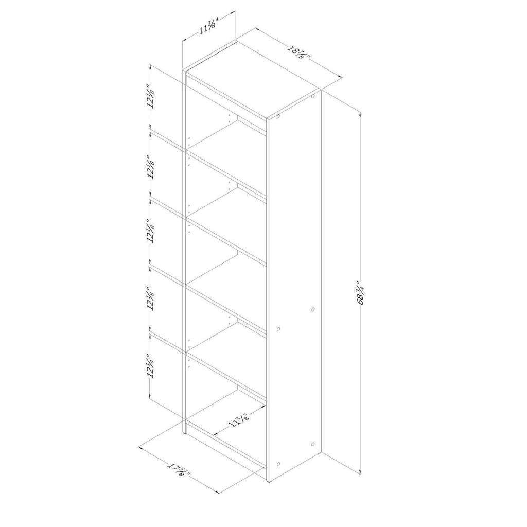 5-Shelf Narrow Bookcase G1401