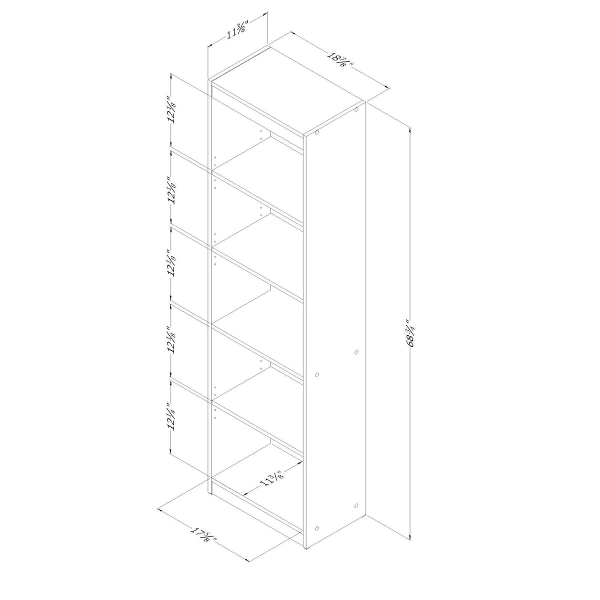 5-Shelf Narrow Bookcase G1401