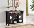 Espresso Wood Wine Rack Sideboard Console Table With Glass Doors J411