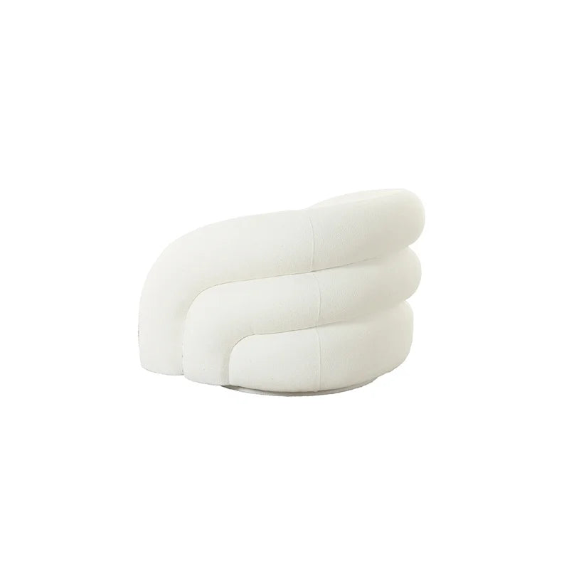 White Fabric and Wood Swivel Accent Chair H373