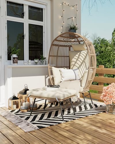 Oversize Wicker Egg Chair with Ottoman T270