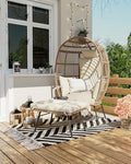Oversize Wicker Egg Chair with Ottoman T270