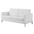 White Faux Vinyl Leather Loveseat Sofa F8884