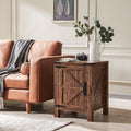 Light Rustic Oak Wood Metal End Side Table with Charging Station V2654