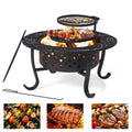 Black Metal Round Fire Pit with 2 Grill J1289