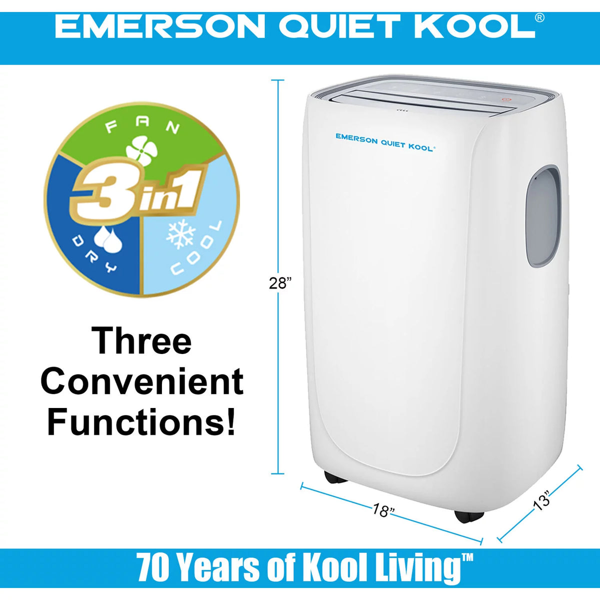 3 in 1 Portable Air Conditioner, Dehumidifier & Fan with Remote Control R716