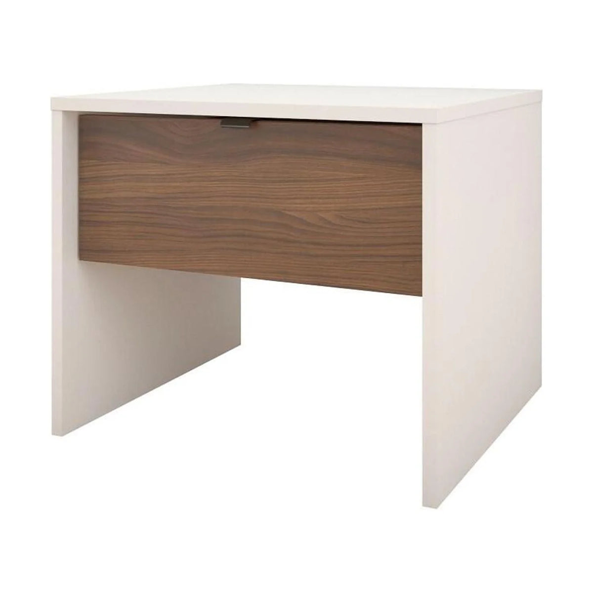 4 Piece Full Size White and Walnut Bedroom Set N702