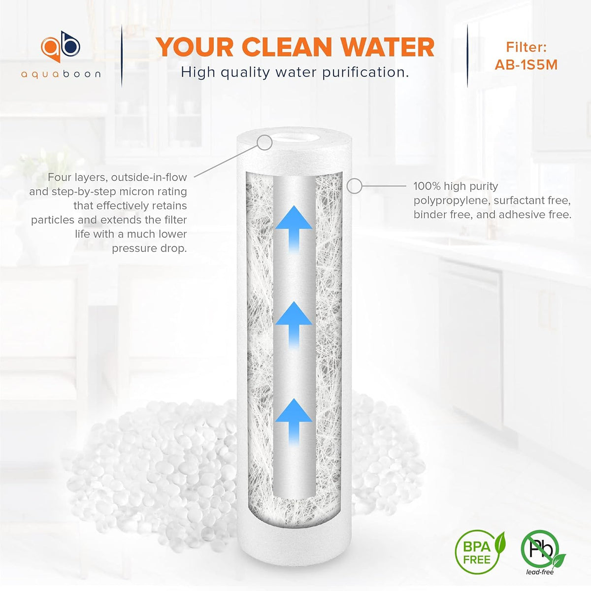 5 Micron 10 Sediment Water Filter Replacement Cartridge J735159