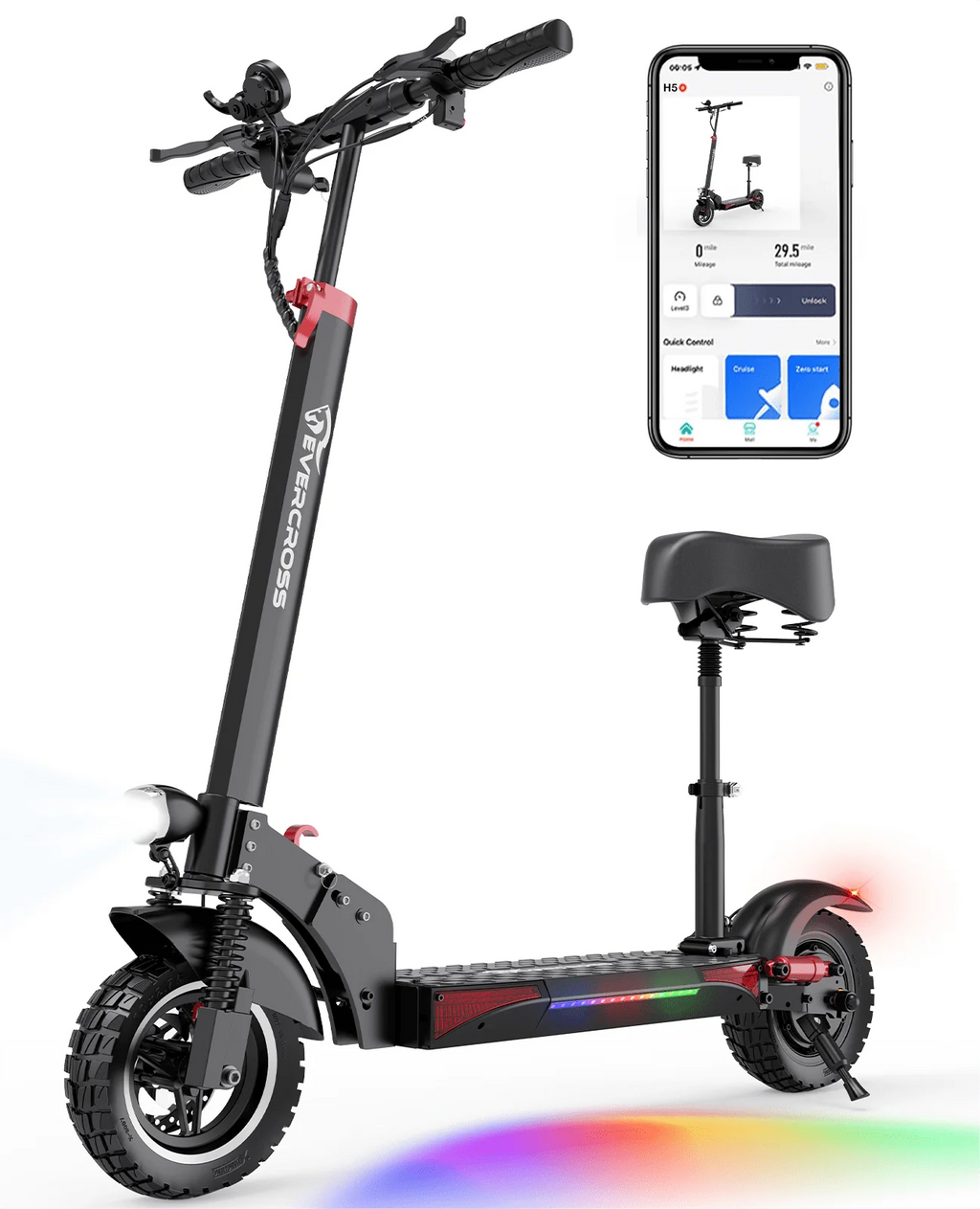 Electric Scooter with 10 Solid Tires, 800W Motor, Black I361517