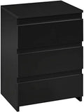 Black 3 Drawer Wooden Nightstand G105