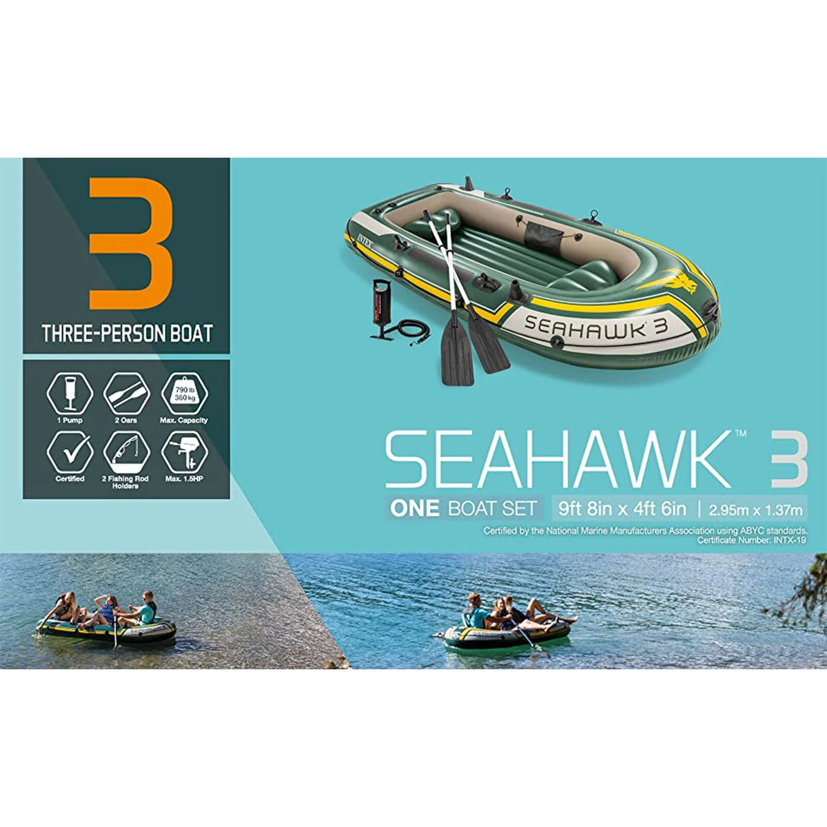 Inflatable Rafting Boat Set 3 Person with Oars and Pump U185