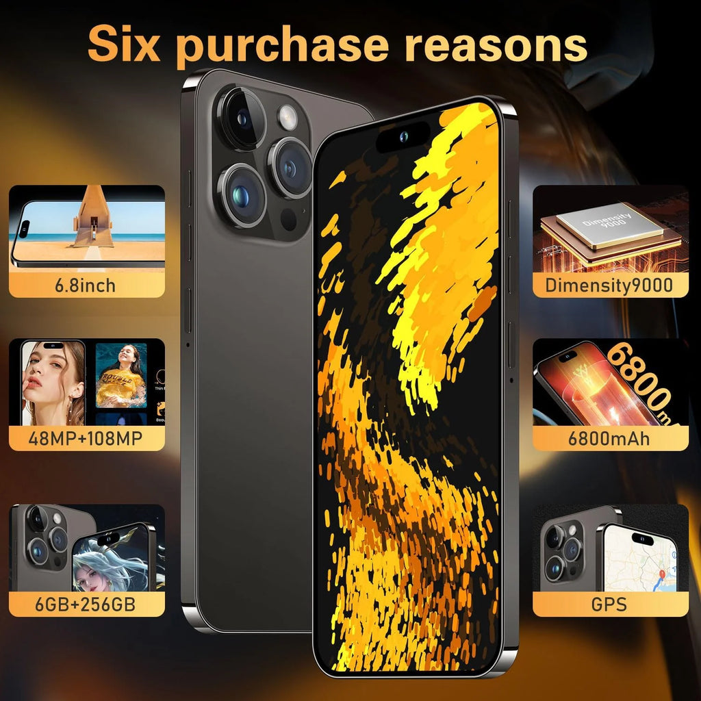 5G Unlocked Smartphone 3GB+64GB Android 13 6.8" FHD 6800mAh 48MP+108MP Dual SIM D500300