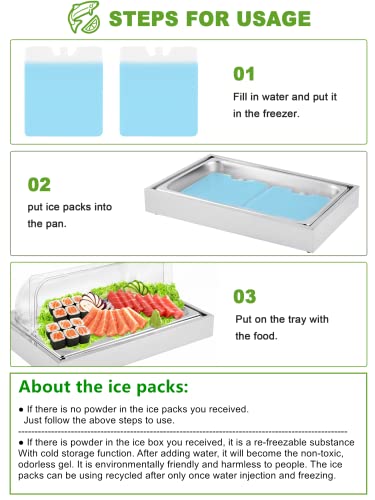 Ice Food Serving Display Tray with Clear Roll Top Cover and 2 Ice Packs N846750