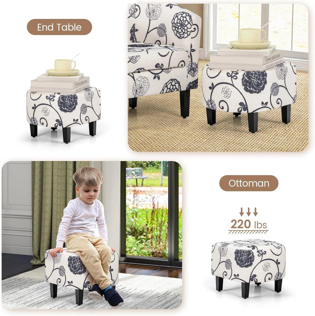 Accent Chair with Ottoman Set Upholstered Barrel Chair with Footrest K3124