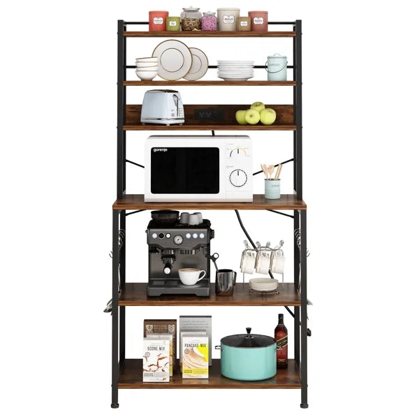 31.5"L x15.6"W x66.9"H 6-Tier Bakers Rack with Power Outlets E652091