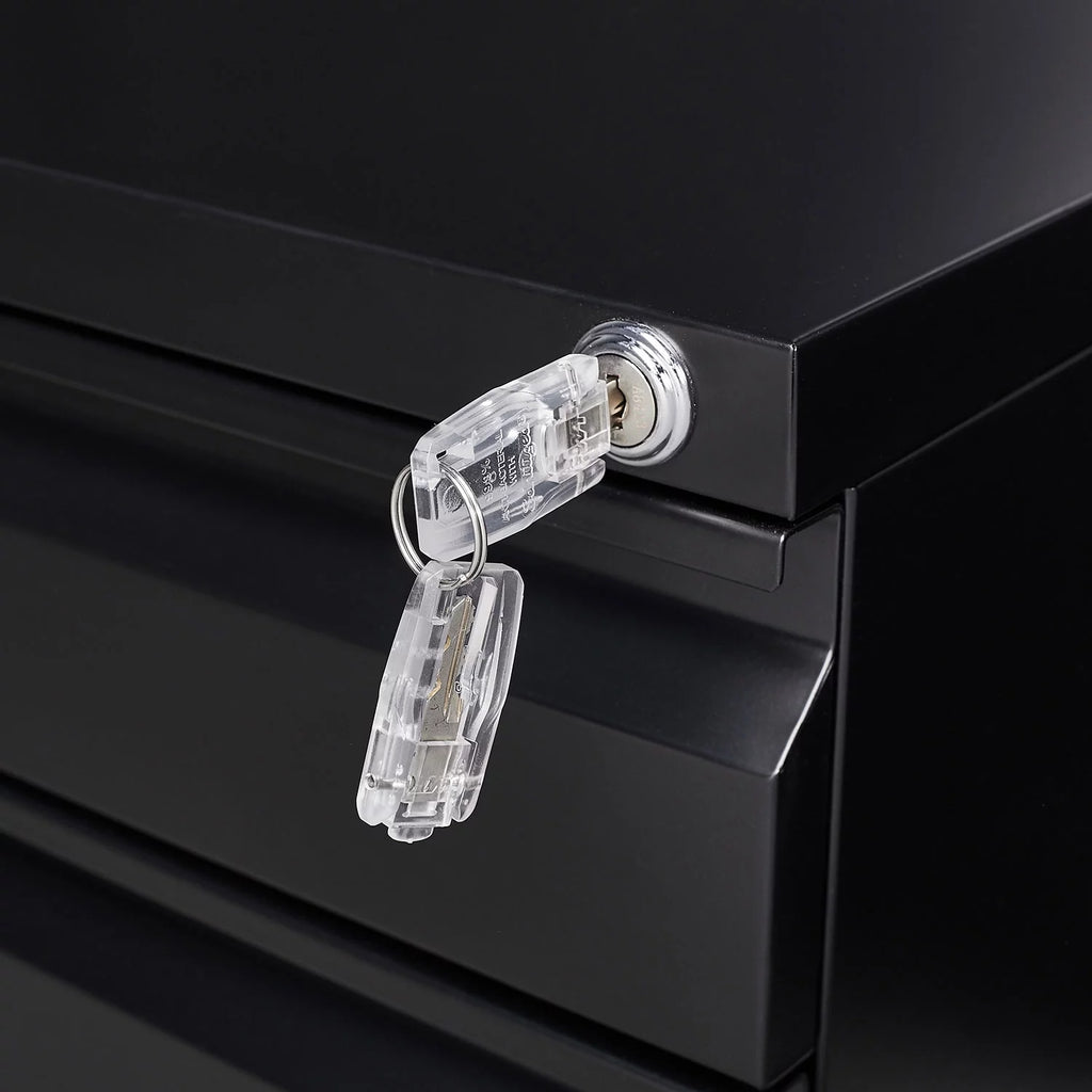 3 Drawer Black Metal File Cabinet with Lock R904431