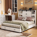 Queen Size Wooden Platform Bed Frame with Bookcase Headboard Storage B3939