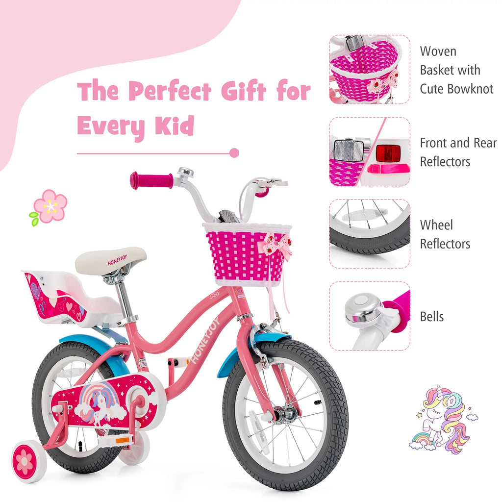 14 Inches Kids Bicycle with Training Wheels & Basket O795772