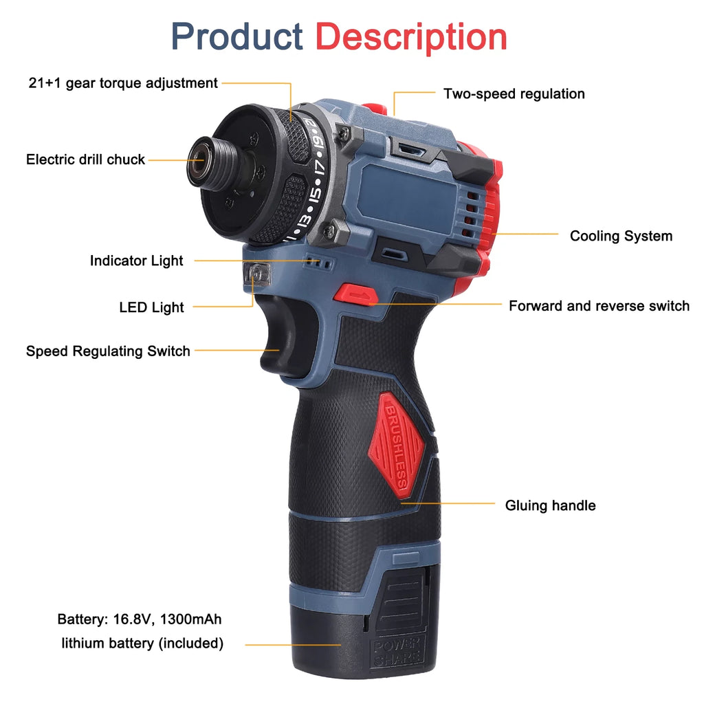 16.8V 45Nm Torque Electric Screwdriver K112629