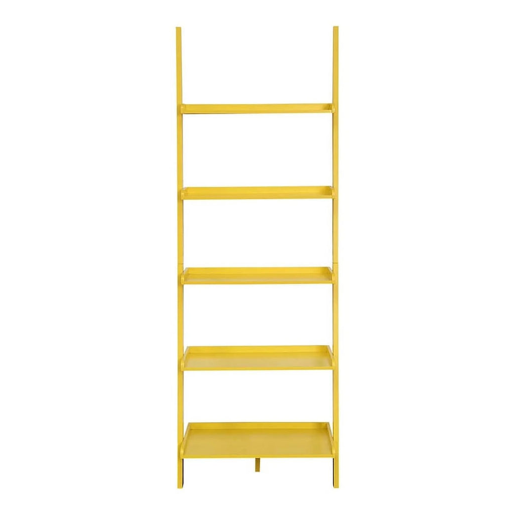Bright Yellow Wood Five Tier Bookshelf Ladder N78803