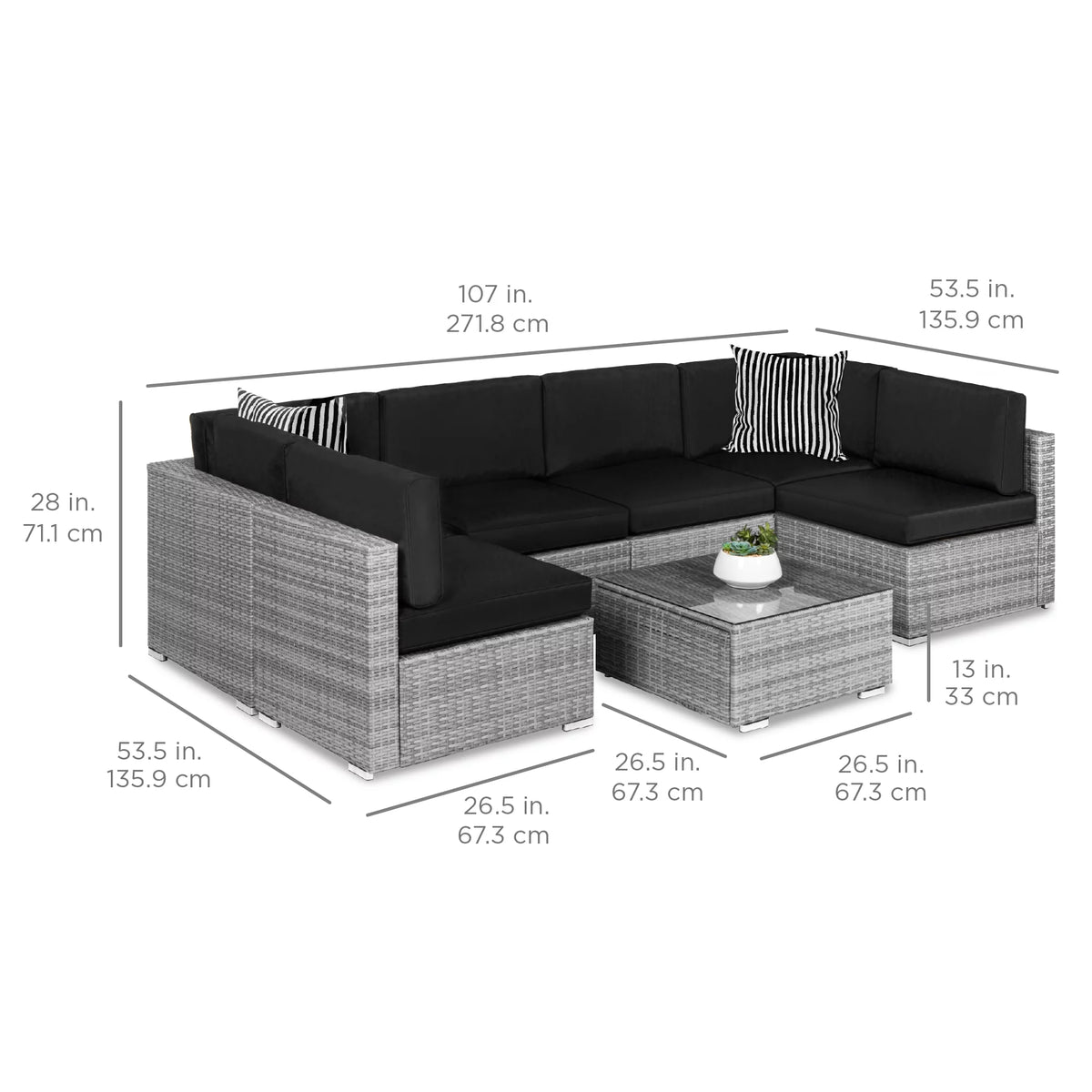 7 Piece Modular Outdoor Wicker Sectional Sofa R81825