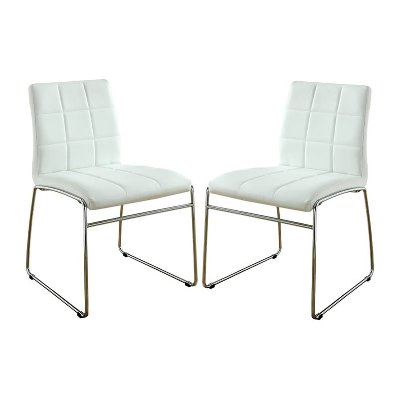 White Upholstered Dining Chair Set of 2 U367390