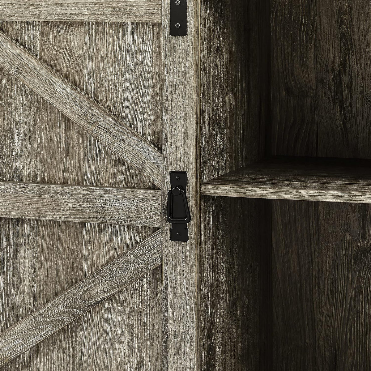 2-Tier Sliding Barn Door Sideboard Cabinet O114
