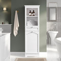 53" Tilt Out Laundry Cabinet with Basket, Drawer, 2 Layer Open Shelf, White I460501