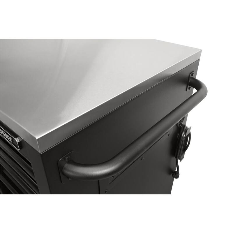 84 in. Heavy Duty Matte Black Mobile Workbench Tool Chest with Stainless Steel Work Top O8971