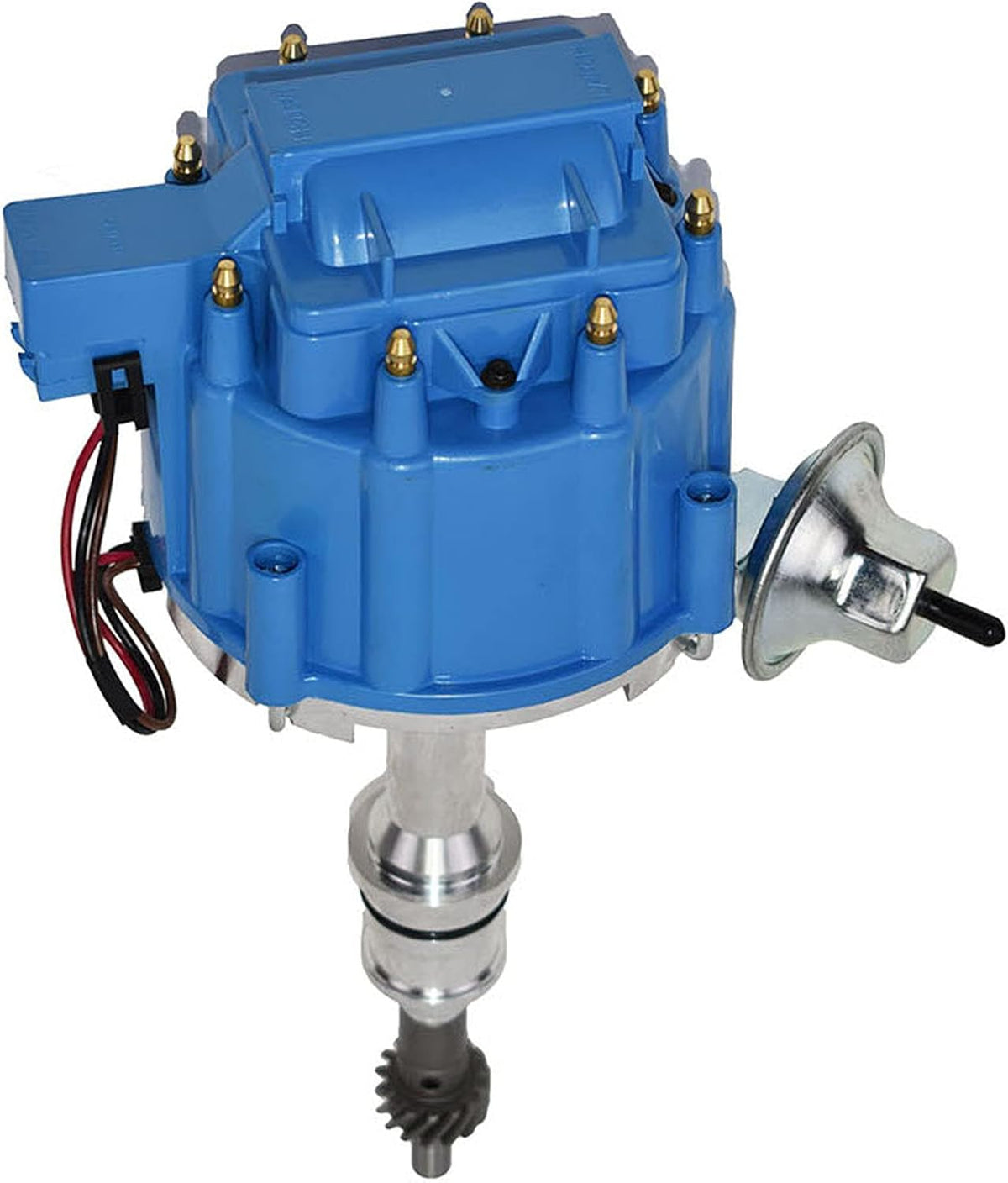 HEI Distributor 65K Volt Blue Cap 8mm Silicone Spark Plug Wires and Pigtail Wiring Harness Kit P776645