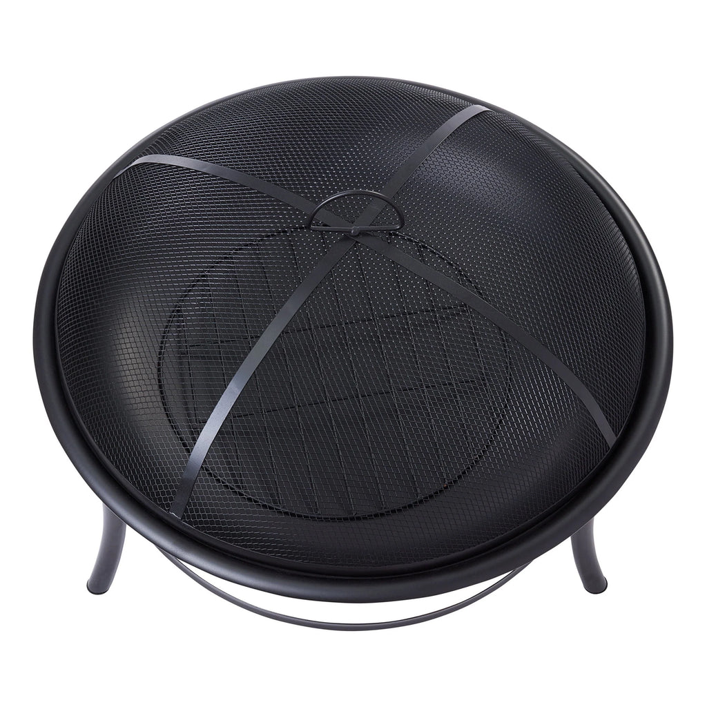 Black Round Iron Wood Burning Fire Pit A598