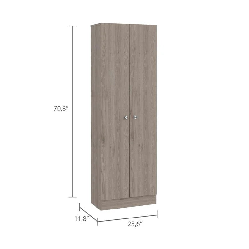 2 Piece Wood Two-Door Pantry Cabinet Set in Light Gray I258