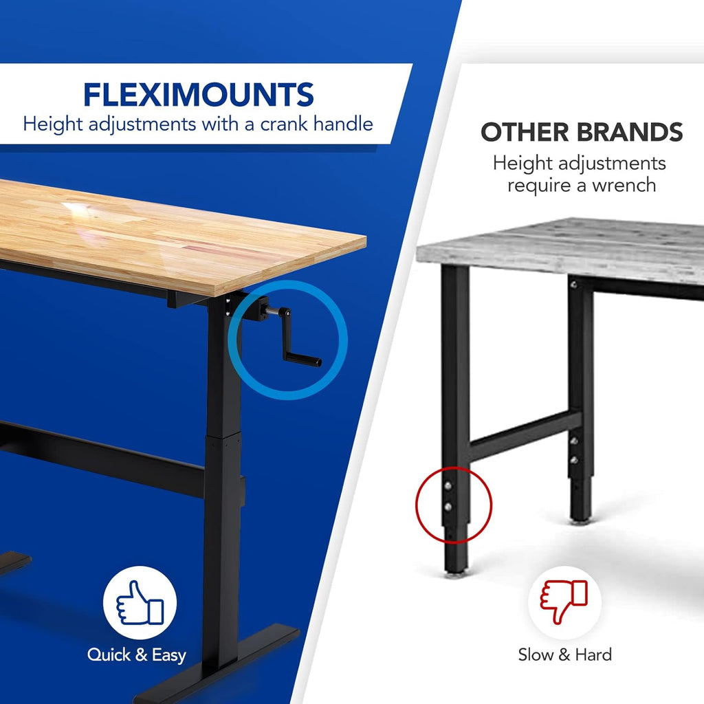 Work Bench with Drawer 3000-lb Capacity 48"x 24" Rubber Wood Top Heavy-Duty Steel Frame S1447